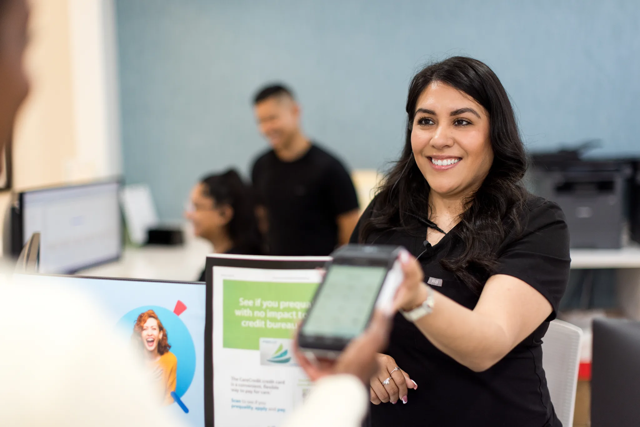 A coordinator at the front desk